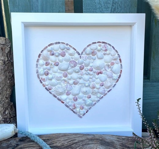Shell Heart - Pretty in Pink, Valentines Heart, Valentines Gift, Seashells, Coastal Art, Wall Decor, Seaside, Nature - Etsy