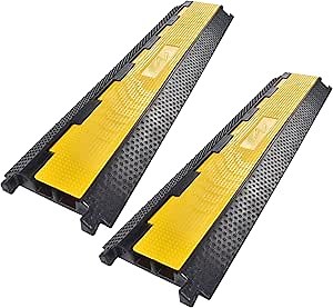 Yescom 2 Channel Cable Protector Ramp Rubber Electrical Wire Cover Cord Guard Warehouse Station 22000 Lbs Speed Bump 2 Packs