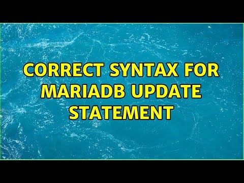 Correct Syntax for MariaDB Update Statement