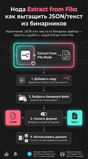 Нода Extract from File: извлечение JSON из бинарников в n8n #shorts #n8n 🔍