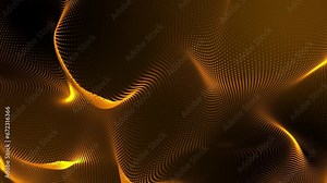 Abstract Red color digital particle wave and dots line background, Digital particle wave background,