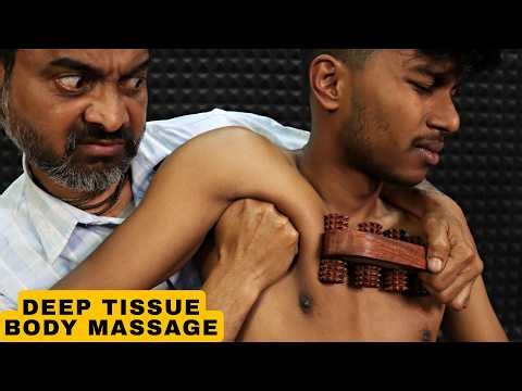 Wooden Tool Deep Tissue Massage Therapy | Back Pain Relief | Neck, Spine Crack & Head Massage ASMR