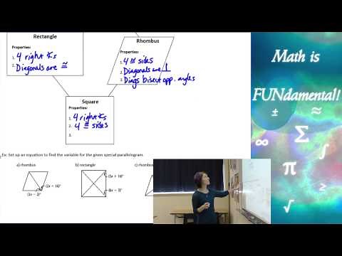6.4 - 6.5 Geometry - Rhombuses, Rectangles and Squares