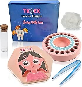 Tooth holders for kids keepsake wooden, baby tooth box, tooth holders for tooth fairy, saver tooth boxes for lost teeth for kids, tooth fairy box (GIRL)