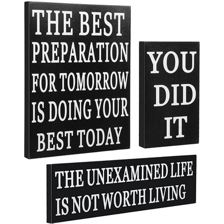 3 Pieces Pinstriped Trimmed Box Sign Wooden Box Sign with Sayings Classic Black and White Box Sign for Office or Home - Walmart.ca