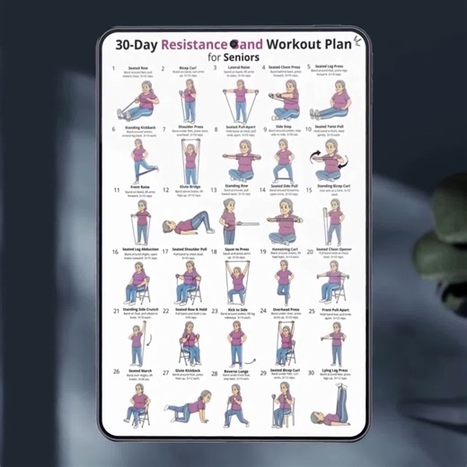 30 Day Resistance Band Workout Challenge for Seniors, Printable Seated Band Exercise Chart PDF Poster, Low Impact Daily Elderly Home Workout - Etsy UK