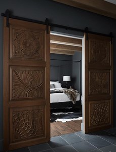 Rustic Carved Wood Entry Doors: Vintage Style Hinged or Sliding Barn Doors, 80x30in - Etsy