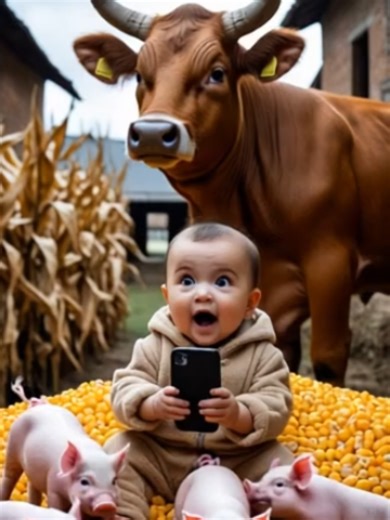 Funny Farm Moment: Cow Sneezes at Cute Kid