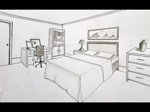How to draw a room in 2 point perspective