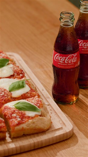 Dinner with a friend. Focaccia pizza. Ice cold Coca-Cola. #RecipeForMagic Coca-Cola | Tasty