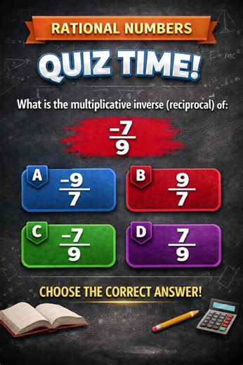 Class 8 Maths Quiz Multiplicative Inverse of -7/9 🤔 Rational Numbers #shorts