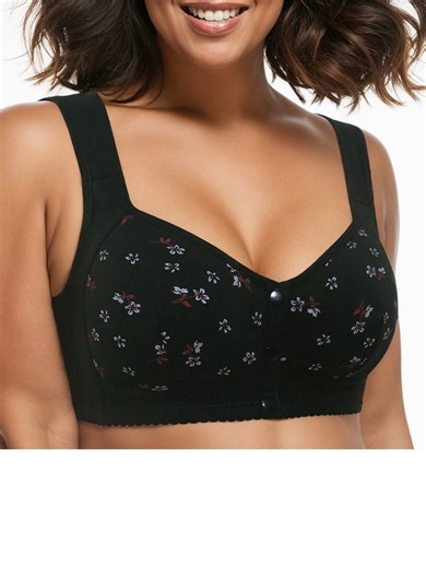 MINTREUS Women's Front Button Closure Bra Comfort Full-coverage Bra Senior Front-Closing Wirefree Bra