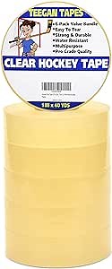Clear Hockey Sock Tape | Hockey Tape | Clear Hockey Shin Guard Tape | Easy to Cut & Tear | Sport Tape Multipurpose Use & Water Resistant| 6 Pack Bundle | 1 in X 40 Yds