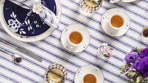 Solino Home Linen Purple Tablecloth 54 x 72 Inch - Cotton Linen Hemstitch Rectangular Tablecloth - Machine Washable Table Cloth for Mothers Day