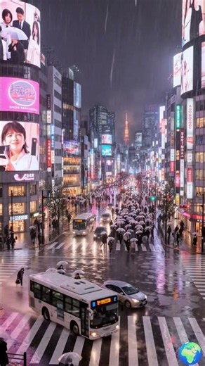 🌧️ Rainy Tokyo Night Walk 4K 🇯🇵 | Shibuya Crossing in Heavy Rain | Relaxing City Ambience