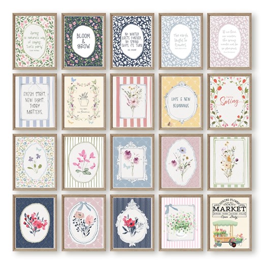 20 Spring Botanical Prints, Floral Quotes Gallery Bundle (digital Download) - Etsy