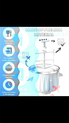 Ice Cream Maker Attachment for KitchenAid Stand Mixers, 2 Quart Ice Cream & Sorbet Gelato Maker .