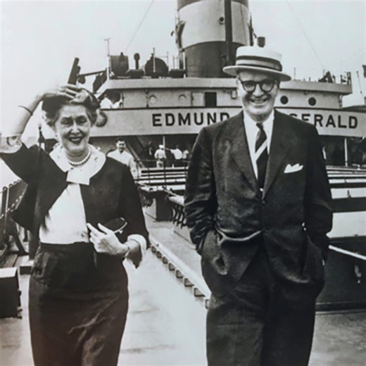 What's in a name? The SS Edmund Fitzgerald (the SS stands for steamship or screw steamer) was named after Northwestern Mutual Life Insurance Company (owners of the new ship) president Edmund Fitzgerald. At first, he was reluctant, but the board outvoted him. The Edmund Fitzgerald was known by several nicknames during its years of service and after. "Fitz" was a short and sweet nickname, while "Mighty Fitz" and "Big Fitz" denoted the size and power of the vessel. It was also known as "Pride of th