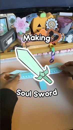 Making Soulvesters’ Trinket! 🗡️🩵 #dandysworld #halloween #soulvester #roblox #papercraft #diy