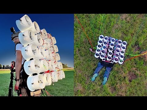 Flying with 50 drone motors (homemade flying machine)