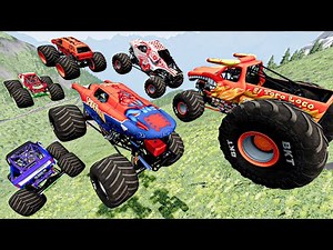 Monster Jam Monster Trucks Crashes, Jumps, Rollovers, Fails and Obstacle Course Racing - [BNG]