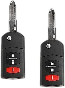 2X KeylessOption Key Fob Replacement for 2004 2005 2006 2007 2008 Mazda 6 Hatchback Wagon RX8 Remote, 3-Button KPU41788, Locksmith Required