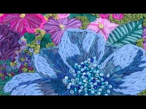 Slow stitch flowers - using wool, yarn, floss, ribbon & beads #slowstitching birds #slowstitch