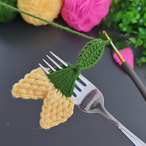 Easy Crochet Strawberry Keychain with a Fork | Simple and Fun DIY | Crochet knitting love