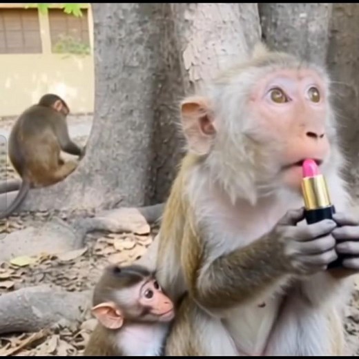 Adorable Monkey Doing Makeup! 🐵✨ 💄 #shorts #funny #viral #makeup
