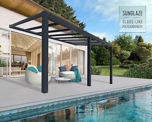 Lean to Veranda Pergola 3.4X5.9 Grey Clear Aluminium Patio Cover Stockholm | eBay UK