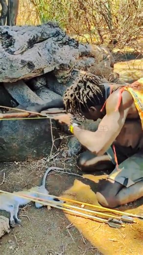 Life of a Hadzabe Hunter 🏹 | Ancient Lifestyle #Shorts #hadzabetribe #huntingskills #bowhunting
