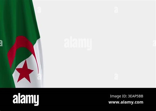 Algeria Flag on Left Side, Waving National Symbol with Copy Space - 3D rendering loop animation Stock Video Footage - Alamy