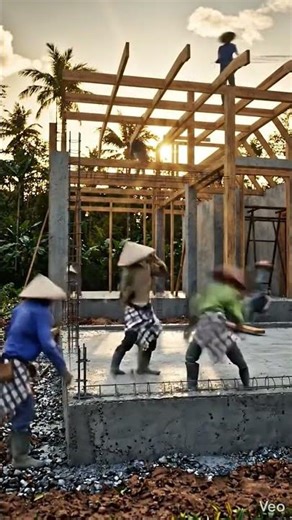 Pembangunan Rumah minimalis gaya Jepang modern (Japandi) #home #architecture #flow #veo3 #freeai