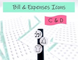 Bill & Expenses Icon Stickers (set C and D) - Etsy
