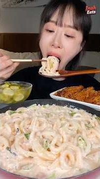 꾸덕꾸덕 명란크림파스타, 핵불닭팽이버섯 먹방❤️ #mukbang