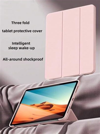 Solid Color Pink Basic Pad Case Compatible With Samsung Galaxy Tab Tablet Protective Case, Suitable Compatible With Samsung Galaxy Tab A11/A11 Plus, Smart Tablet Protective Shell, Sleep/Wake, Tri-Fold Stand, Full-Body Drop Protection, Compatible With Samsung Galaxy Tab S11 11" (2025)/S10 Lite 10.9"/A9/A8/A7 Lite/A9PULS, Compatible With Huawei MatePad 11.5S"/MatePad SE 11", Suitable For Honor Pad X8a/Honor Pad X8 Pro/Honor Pad X9A 11.5inch 2025, Suitable For Pad 2 11"/ Pad SE 11inch Tablet Protec