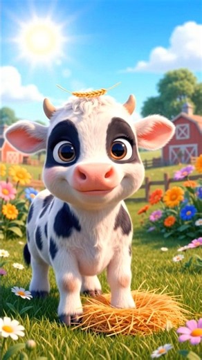 Funny Cow 🐮😂 | Cute Cow Cartoon for Kids | Funny Animal Video #Shorts #funny #cow #kids #viral