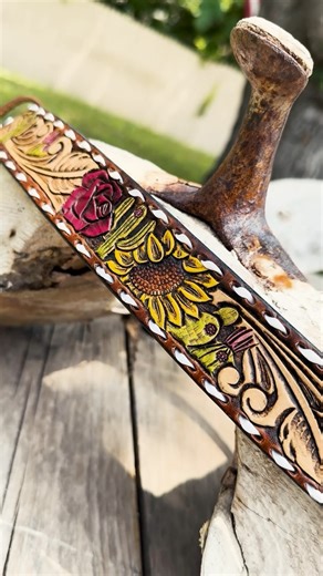 5.1K views · 106 reactions | Sunflowers, roses, and a few cactus- what more could you ask for? - This is one of my most popular belt styles/ requests, and I never get tired of em ‍‍‍ - What do you guys think??? | The Man In Black Leather Studio | Facebook