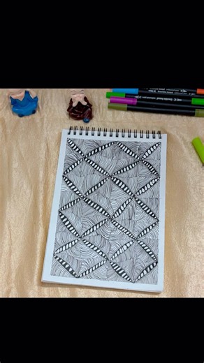 ✨ Turning simple lines into beautiful patterns. 🖤🤍 #zentangle #art #drawing #shortvideo