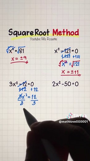 Solving Quadratic Equations Using the Square Root Method