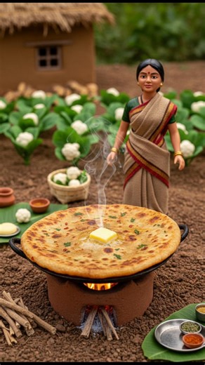 Miniature Doll Gobhi Paratha Cooking ASMR | Tiny Village Gobhi Farm Kitchen 🌾🔥