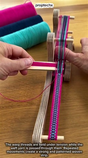 Mini Hand Loom Magic: Watch Colorful Yarn Become a Beautiful Woven Band! #Weaving #Crafts #DIY Now!
