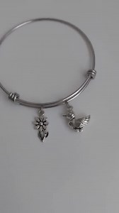 Duck Charm Bracelet / Flower Bangle / Baby Shower Jewelry - Etsy