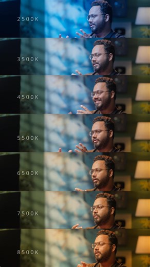 🎨 Understanding Kelvin Temperature in Lighting! Ever wondered why your footage sometimes looks too blue or too orange? 🤔 That’s because of Color Temperature (measured in Kelvin - K)! Let’s break it down 👇 💙 2500K – Cool/Blue Tone: Perfect for creating night scenes or cold moods. ⚪ 4500K – Neutral/White Tone: Balanced lighting — great for natural indoor looks. 🟡 6500K – Warm Tone: Common for daylight or cozy, cinematic shots. 🔥 8500K – Extra Warm/Orange Tone: Adds warmth and energy — ideal 