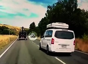 Footage of evasive action to avoid camper van alarms driver
