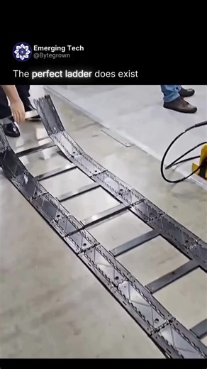 Bytegrown I Emerging Tech on Instagram: "This foldable ladder extends to 12 feet in 10 seconds. The steel base provides stability while the unique folding mechanism unfolds the side plates to full length and locks them immediately - completely different from telescopic ladders that extend section by section. At 30 pounds, it packs into a backpack that distributes weight evenly across your shoulders. The compact design fits in car trunks and tight storage spaces. Use it for emergency roof repairs