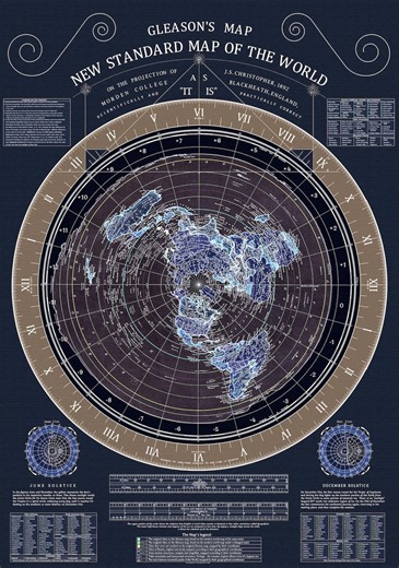 Gleason 2.0 Flat Earth Map - New Standard Map of the World - in Navy Gold on Archival Matte   FREE Download - Etsy Canada