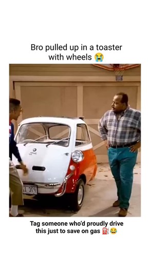 Viral Clips | Daily Memes | Funny Videos on Instagram: "Steve Urkel was so proud of his new microcar — a tiny bubble BMW that barely fits a person, let alone a police officer. Carl Winslow couldn’t stop laughing the moment he saw it, asking, “What kind of car is that?!” Urkel, oblivious, swung open the front door and hopped in like it was a luxury ride. When Carl tried to squeeze in, chaos ensued — doors banged, steering column hit, and Urkel yelled, “Watch where you're sticking that thing!” The