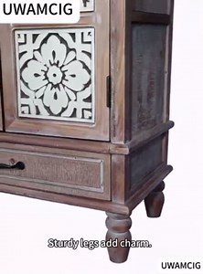 55" Tall Vintage Sideboard, French Country Buffet Cabinet - Farmhouse Wood Cabinet with Storage of Doors and Drawers for Home Decor., Accent Furniture for Living Room, Kitchen & Entryway