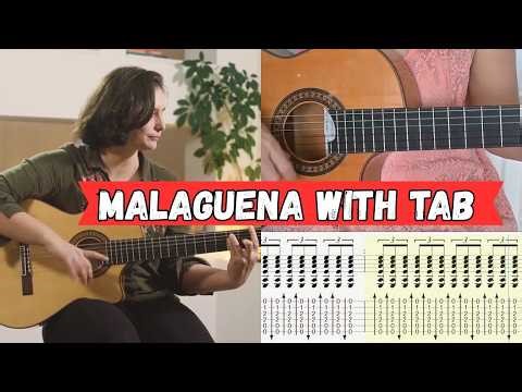 Malaguena Flamenco Guitar (Better Version) + TAB on Screen